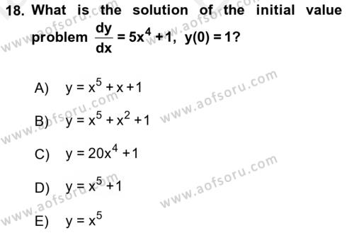 Mathematics 2 Dersi 2017 - 2018 Yılı (Vize) Ara Sınavı 18. Soru