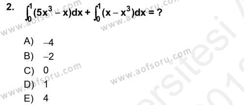 Mathematics 2 Dersi 2017 - 2018 Yılı (Vize) Ara Sınavı 2. Soru