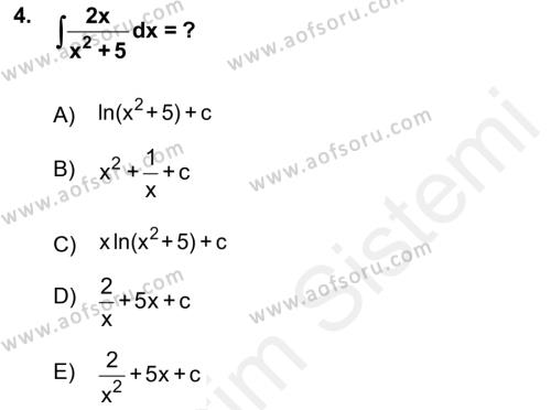 Mathematics 2 Dersi 2017 - 2018 Yılı (Vize) Ara Sınavı 4. Soru