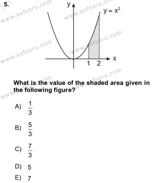 Mathematics 2 Dersi 2017 - 2018 Yılı (Vize) Ara Sınavı 5. Soru