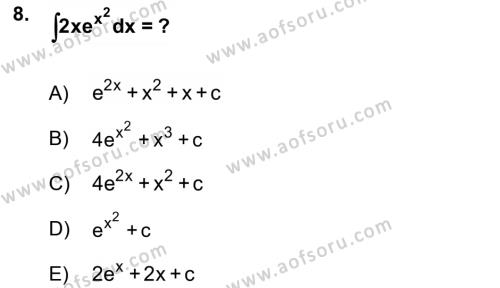 Mathematics 2 Dersi 2017 - 2018 Yılı (Vize) Ara Sınavı 8. Soru