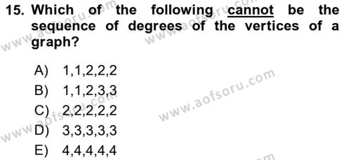 Mathematics 2 Dersi 2017 - 2018 Yılı (Final) Dönem Sonu Sınavı 15. Soru