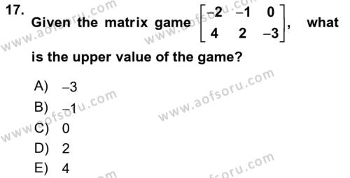 Mathematics 2 Dersi 2017 - 2018 Yılı (Final) Dönem Sonu Sınavı 17. Soru