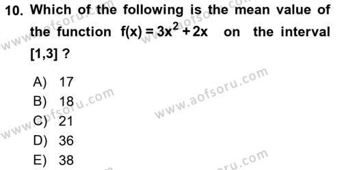 Mathematics 2 Dersi 2018 - 2019 Yılı (Vize) Ara Sınavı 10. Soru