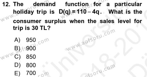 Mathematics 2 Dersi 2018 - 2019 Yılı (Vize) Ara Sınavı 12. Soru