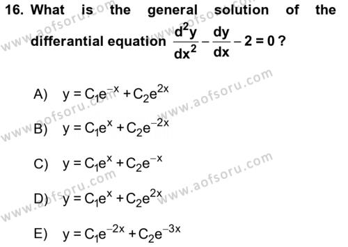 Mathematics 2 Dersi 2018 - 2019 Yılı (Vize) Ara Sınavı 16. Soru