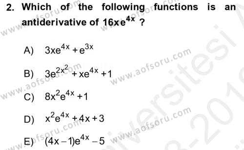 Mathematics 2 Dersi 2018 - 2019 Yılı (Vize) Ara Sınavı 2. Soru