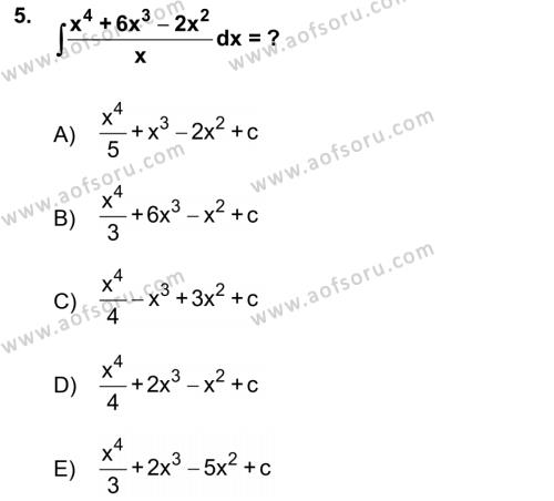 Mathematics 2 Dersi 2018 - 2019 Yılı (Vize) Ara Sınavı 5. Soru