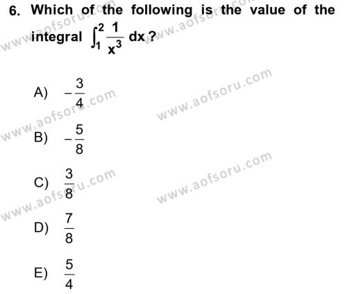 Mathematics 2 Dersi 2018 - 2019 Yılı (Vize) Ara Sınavı 6. Soru