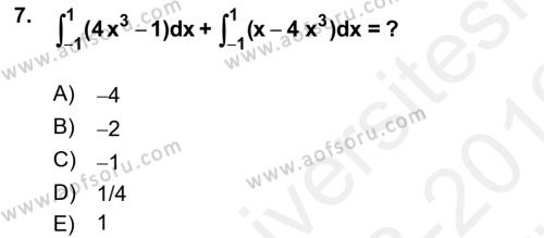 Mathematics 2 Dersi 2018 - 2019 Yılı (Vize) Ara Sınavı 7. Soru