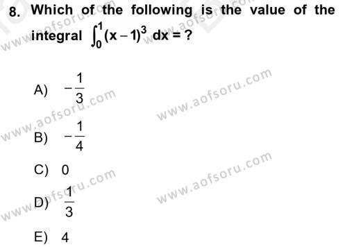 Mathematics 2 Dersi 2018 - 2019 Yılı (Vize) Ara Sınavı 8. Soru