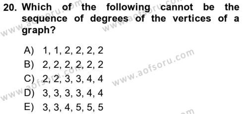 Mathematics 2 Dersi 2018 - 2019 Yılı (Final) Dönem Sonu Sınavı 20. Soru