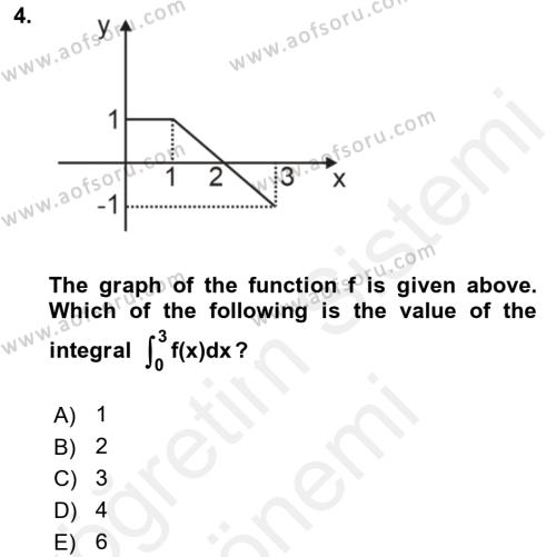 Mathematics 2 Dersi 2018 - 2019 Yılı (Final) Dönem Sonu Sınavı 4. Soru