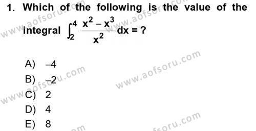 Mathematics 2 Dersi 2018 - 2019 Yılı Yaz Okulu Sınavı 1. Soru