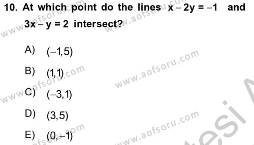 Mathematics 2 Dersi 2018 - 2019 Yılı Yaz Okulu Sınavı 10. Soru