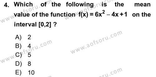 Mathematics 2 Dersi 2018 - 2019 Yılı Yaz Okulu Sınavı 4. Soru