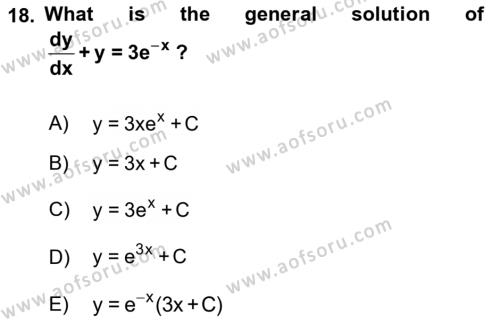 Mathematics 2 Dersi 2021 - 2022 Yılı (Vize) Ara Sınavı 18. Soru