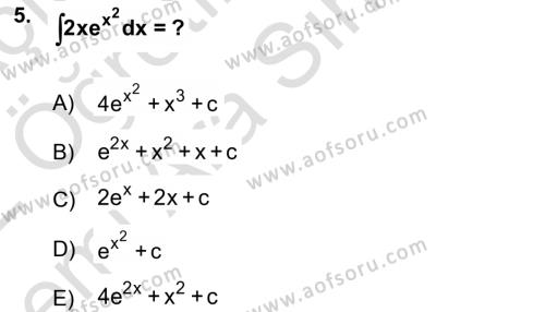 Mathematics 2 Dersi 2021 - 2022 Yılı (Vize) Ara Sınavı 5. Soru