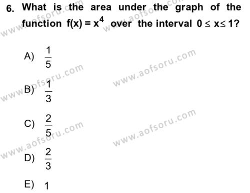 Mathematics 2 Dersi 2021 - 2022 Yılı (Vize) Ara Sınavı 6. Soru