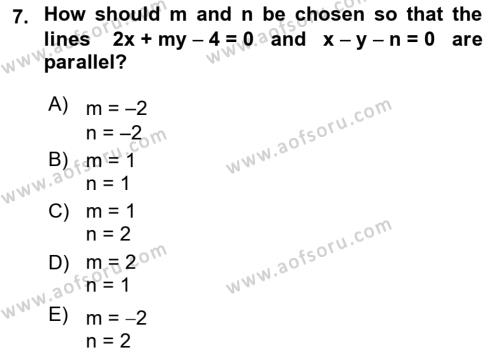 Mathematics 2 Dersi 2021 - 2022 Yılı (Final) Dönem Sonu Sınavı 7. Soru