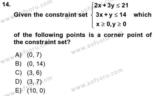Mathematics 2 Dersi 2021 - 2022 Yılı Yaz Okulu Sınavı 14. Soru