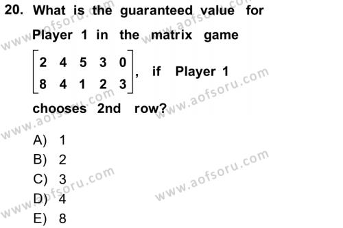 Mathematics 2 Dersi 2021 - 2022 Yılı Yaz Okulu Sınavı 20. Soru