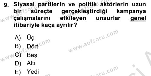 Siyasal İletişim Dersi 2022 - 2023 Yılı (Vize) Ara Sınavı 9. Soru