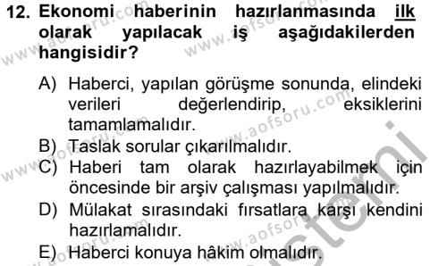 Haber Türleri Dersi 2012 - 2013 Yılı (Vize) Ara Sınavı 12. Soru
