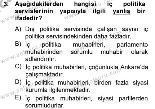Haber Türleri Dersi 2012 - 2013 Yılı (Vize) Ara Sınavı 3. Soru