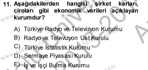 Haber Türleri Dersi 2013 - 2014 Yılı (Vize) Ara Sınavı 11. Soru