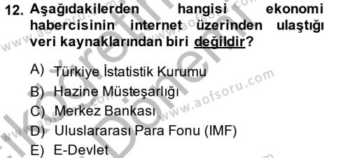 Haber Türleri Dersi 2014 - 2015 Yılı (Vize) Ara Sınavı 12. Soru
