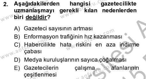 Haber Türleri Dersi 2014 - 2015 Yılı (Vize) Ara Sınavı 2. Soru