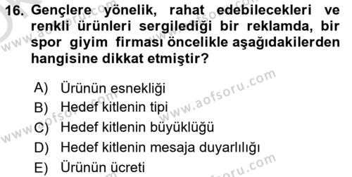 Medya Ekonomisi ve İşletmeciliği Dersi 2020 - 2021 Yılı Yaz Okulu Sınavı 16. Soru