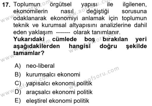 Medya Ekonomisi ve İşletmeciliği Dersi 2020 - 2021 Yılı Yaz Okulu Sınavı 17. Soru