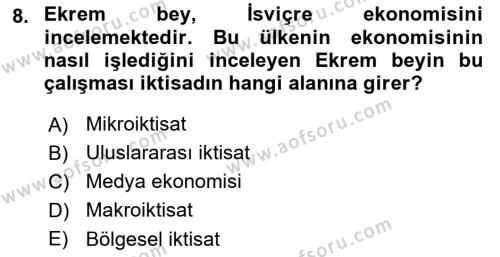 Medya Ekonomisi ve İşletmeciliği Dersi 2020 - 2021 Yılı Yaz Okulu Sınavı 8. Soru