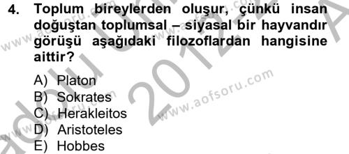 Medya Siyaset Kültür Dersi 2012 - 2013 Yılı (Vize) Ara Sınavı 4. Soru