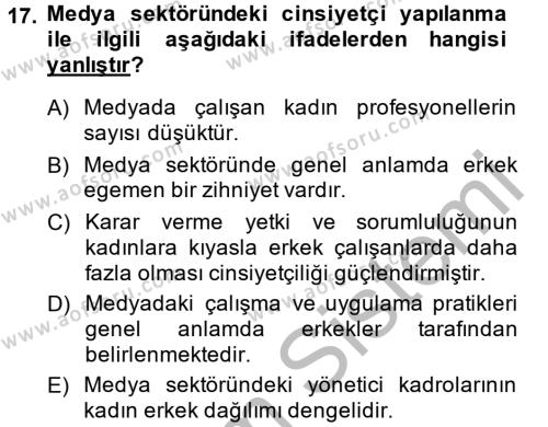 Medya Siyaset Kültür Dersi 2014 - 2015 Yılı (Final) Dönem Sonu Sınavı 17. Soru