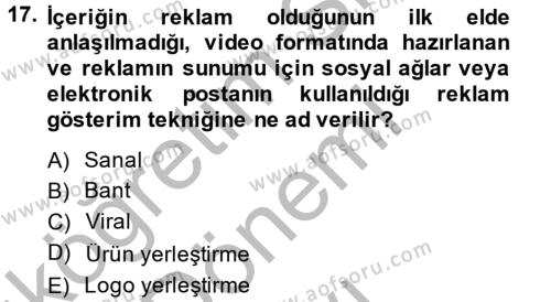 Medya ve Etik Dersi 2013 - 2014 Yılı (Final) Dönem Sonu Sınavı 17. Soru