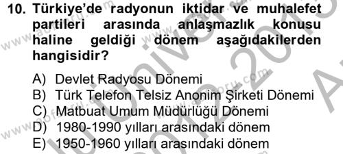 Medya ve Reklam Dersi 2012 - 2013 Yılı (Vize) Ara Sınavı 10. Soru