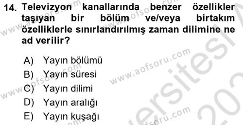 Medyada Dil Kullanımı Dersi 2020 - 2021 Yılı Yaz Okulu Sınavı 14. Soru