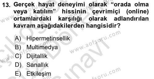 Medyada Dil Kullanımı Dersi 2021 - 2022 Yılı (Final) Dönem Sonu Sınavı 13. Soru