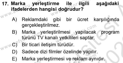 Medyada Dil Kullanımı Dersi 2021 - 2022 Yılı (Final) Dönem Sonu Sınavı 17. Soru