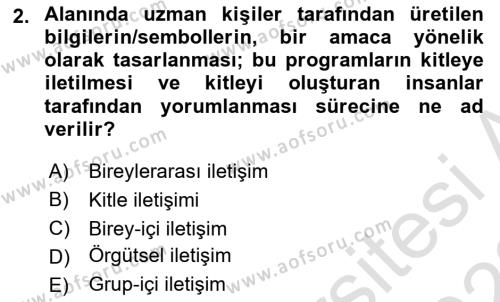 Medyada Dil Kullanımı Dersi 2021 - 2022 Yılı (Final) Dönem Sonu Sınavı 2. Soru