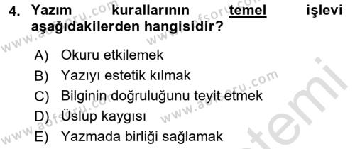 Medyada Dil Kullanımı Dersi 2021 - 2022 Yılı (Final) Dönem Sonu Sınavı 4. Soru