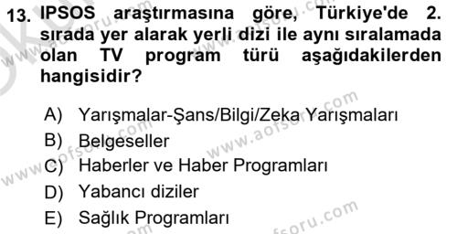 Medyada Dil Kullanımı Dersi 2022 - 2023 Yılı Yaz Okulu Sınavı 13. Soru