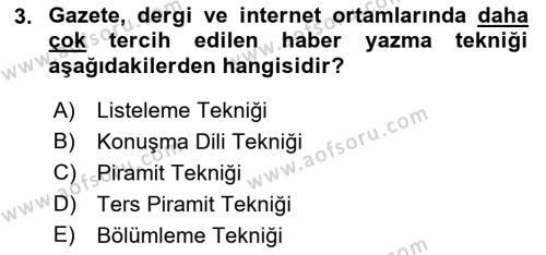 Medyada Dil Kullanımı Dersi 2022 - 2023 Yılı Yaz Okulu Sınavı 3. Soru