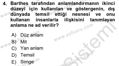 Medyada Dil Kullanımı Dersi 2022 - 2023 Yılı Yaz Okulu Sınavı 4. Soru