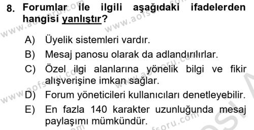 Medyada Dil Kullanımı Dersi 2022 - 2023 Yılı Yaz Okulu Sınavı 8. Soru