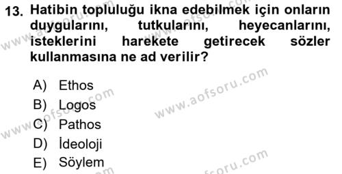 Medyada Dil Kullanımı Dersi 2023 - 2024 Yılı (Vize) Ara Sınavı 13. Soru