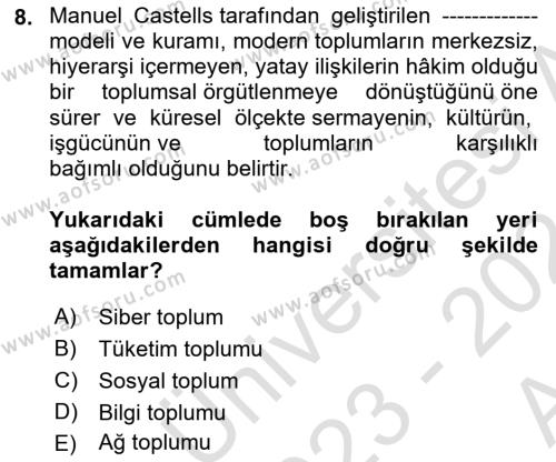 Medyada Dil Kullanımı Dersi 2023 - 2024 Yılı (Vize) Ara Sınavı 8. Soru